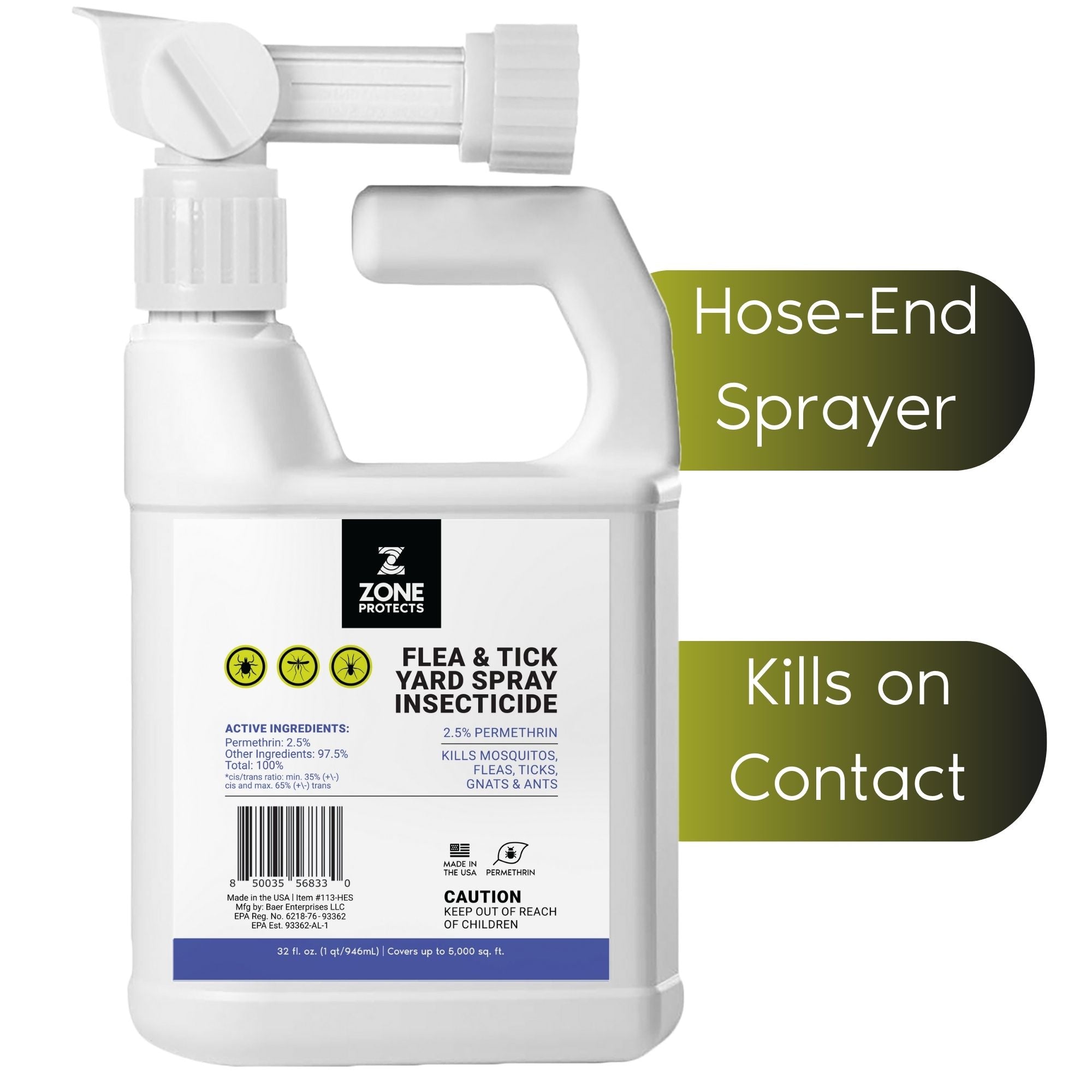 Flea and Tick Yard Spray Insecticide Hose End Sprayer – Zone Protects