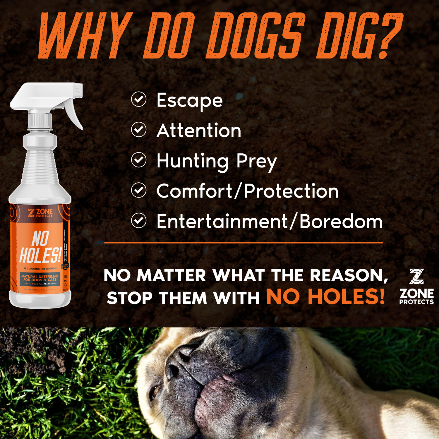 Zone Protects No Holes! Digging Dog Prevention; Twin Spray Bundle